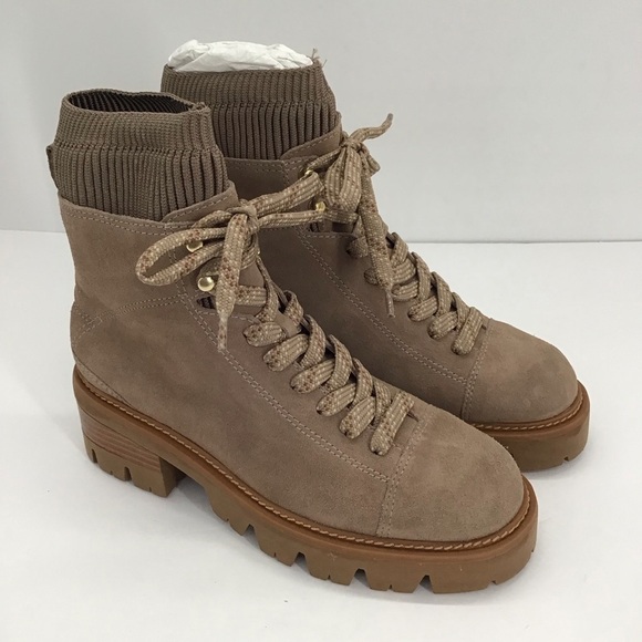 Arezzo Madelyn Suede Leather Lug Sole Ankle Lace-Up Boot Casual Tan NWT Size 7.5 - Picture 10 of 13